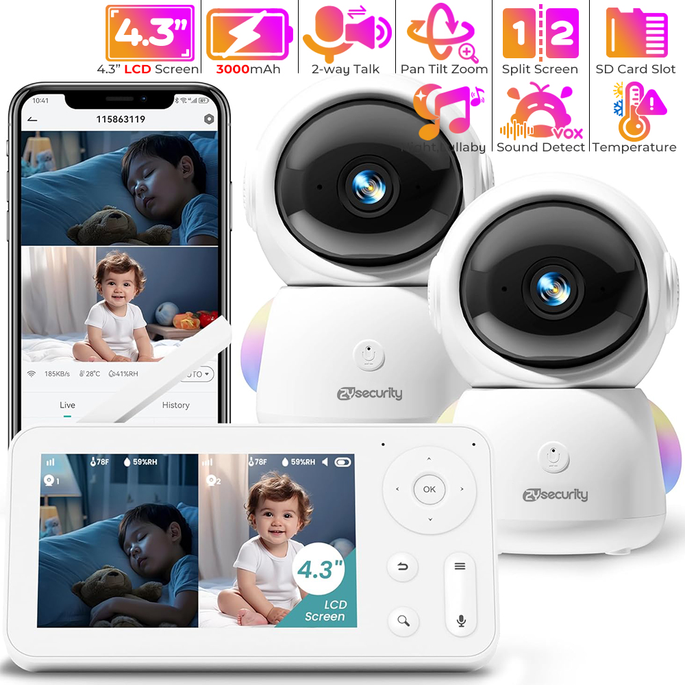 Wireless Baby Monitor - 2K Baby Monitor with 2 Cameras