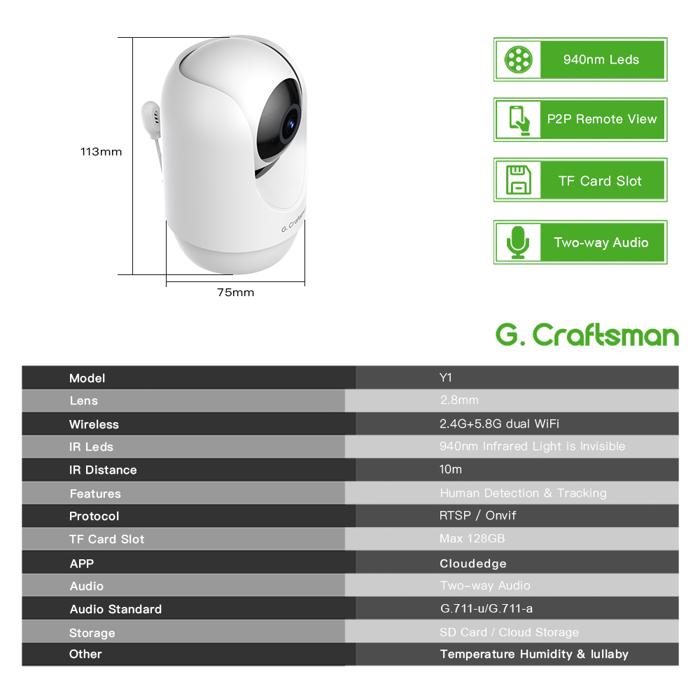 C G,Craftsman Y1 Baby Monitor, - Wireless Baby Monitor 评论和价格